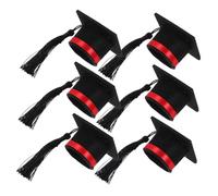 CIYODO Lot De 6 Mini Chapeaux De Graduation Rouges en Tissu, Housses Décoratives pour Bouteilles, Accessoires Festifs pour Fête De Remise des Diplômes, Décoration De Bouquets Et Bouteilles De Vin