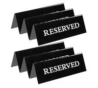 CIYODO Lot de 6 Panneaux Réservés en Acrylique Noir 20X7 CM, Chevalets Triangulaires Stables pour Tables et Chaises de Restaurant, Signalétique Réutilisable pour Événements, Mariages et