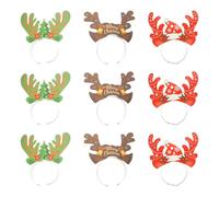 CIYODO Lot de 9 Serrage-Têtes à Bois de Renne en Papier pour Fête de Noël Bandeaux de Déguisement Festifs Légers et Confortables Accessoires de Coiffure pour Soirées et Jeux de Rôle