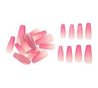 CIYODO Lot de Faux Ongles à Coller Manucure Française Dégradée Rose Ombré, Forme Cercueil, Couverture Complète, Prothèses d'Ongles Amovibles pour Usage Quotidien et Soins des Ongles