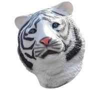 CIYODO Masque de Tigre en Latex Blanc Réaliste 1 Pc, Couverture Créative Visage de Tigre pour Fête, Carnaval et Spectacle, Accessoire Costume Halloween, Masque de Performance Intégral
