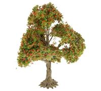 CIYODO Mini Arbre Décoratif Miniature 12 Cm avec Socle, Plante Artificielle Verte à Fleurs Rouges, Figurine D’Arbre D’Automne pour Diorama, Jardin Féerique et Décoration Extérieure