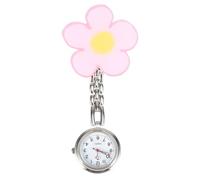 CIYODO Montre à Clip Fleurie Rose, Verre Miroir et Alliage, Quartz | Format Poche, Style Clip-on, Lecture Rapide de L’heure, pour Médecins et Infirmières