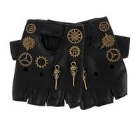 CIYODO Moufles Demi-Doigts Punk pour Homme et Femme, Style Steampunk en PU Respirant, Confortables et Flexibles pour Cyclisme, Spectacles et Moto, Paire Unique Polyvalente