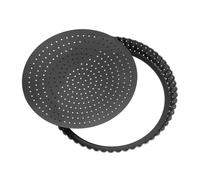 CIYODO Moule à Plats à Pizza Émail Revêtement Antiadhésif Petit Poêle à Pizza Plateau Trou Aluminium Pâtisserie Amovible Quadrillé Former Pour Four Acier Noir