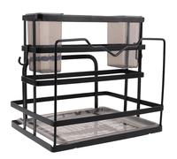 CIYODO Organisateur Évier Cuisine Acier Noir Porte-éponge Amovible Support Couteaux et Planches Rangement Multifonction pour Ustensiles et Baguettes Étagère de Comptoir