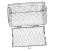 CIYODO Panier Rotatif INOX pour Rôtissoire à Griller Noix Fruits Secs et Viande Accessoire Barbecue Cylindrique avec Porte Mobile Sécurisée pour Four Électrique