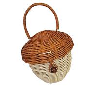 CIYODO Panier Tissé De Style Rustique Portable En Rotin Avec Poignée En Forme De Gland Pour Garçons Filles Décoration D'intérieur