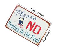 CIYODO Panneau Décoratif Piscine Extérieur en Métal Message Rétro et Amusant Accessoire Solide pour Mur de Parc Aquatique