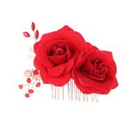 CIYODO Peigne à Cheveux Fleuri Rose Strass Accessoire Mariage Femme Épingle à Cheveux Ornementale pour Coiffure Bals et Fêtes 1 Pièce