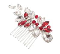 CIYODO Peigne à Cheveux Mariage Rouge Brillant pour Mariée et Demoiselle Honneur Épingle Latérale Vintage pour Cérémonie Plage et Jardin Accessoire Élégant pour Femmes et Filles
