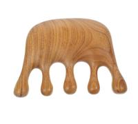 CIYODO Peigne En Bois De Santal Vert Cuir Peigne Démêlant De Massage à Cheveux En Bois De Santal De Cheveux à Dents Larges Poil Masser à Dents Larges