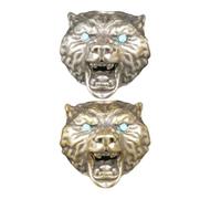 CIYODO Perles d'espacement vintage tête d'ours en laiton avec yeux turquoise, lot de 2 pour fabrication de bracelets et colliers, trou large compatible avec cordons de paracorde