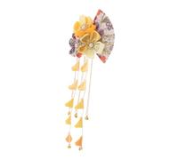 CIYODO Pince à Cheveux Japonaise Vintage avec Fleurs et Glands Épingle Élégante Éventail pour Femmes Accessoire Traditionnel Japonais pour Kimono et Célébrations