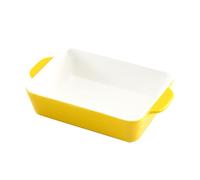CIYODO Plat De Cuisson Rectangulaire Porcelaine Grand Plat De Cuisson Pour Four Plateau Pâtisserie Céramique Cuire Bac à Four Grillage Poêle Ponk Jaune