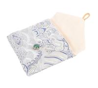 CIYODO Pochette Brodée Double Couche en Coton-lin Cordon de Serrage, Petite Pochette de Rangement pour Bijoux et Montres, Paquet Présent Dragon Argenté, pour Voyages et Organisation