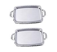 CIYODO Poignées 2 Pièces Plateau De Plateau Petit Déjeuner De Parfum en Hauts De Forme De Gâteau De Nourriture Décor Vintage Pouf Rond Métal Extérieur Tiroir à Couverts