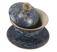 CIYODO Porcelaine Tasse à Thé avec Couvercle Vintage Céramique Bol à Thé Chinois pour Oolong Vert et Noir Bol à Infusion Élégant pour Amateurs