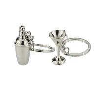 CIYODO Porte-clés Décoratif Cocktail Shaker Et Verre à Pied En Métal Robuste, Lot De 2, Accessoire Créatif Pour Paquet Et Clés, Présent Original Pour Amateurs De Vin, Usage Quotidien