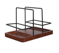 CIYODO Porte-serviettes Bois Naturel avec Plateau pour Sel et Poivre Organisateur de Table Rustique Multifonction pour Serviettes Papier et Condiments Support Carré pour Table à Manger