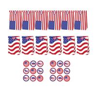 CIYODO Présents en Papier et Résistant à Motif Drapeau Américain 12 Paquet avec 2 Feuilles D'autocollants Décoratifs pour Fête D'independence Day