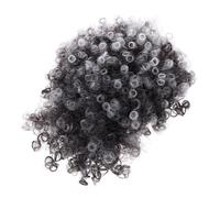 CIYODO Queue de Cheval Frisée avec Frange pour Cosplay Femme Perruque Synthétique Volumineuse Grise Extension Courte pour Fête et Costume