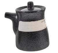 CIYODO Récipient en Céramique Noire pour Sauce Soja Pot à Huile Couvercle Adapté à L'Huile Vinaigre Condiments pour Usage Domestique et Professionnel
