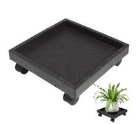 CIYODO Repose Pot Carré Noir à roulettes, Plateau Plastique Résine 260mm | Mobilité Fluide à 360 Degrés, Protection du Sol, pour Vases et Paniers, Usage Intérieur