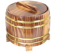 CIYODO Seau à Riz Bois avec Couvercle et Intérieur Inox Récipient Multifonction pour Cuisson Vapeur Stockage et Service Du Riz Maison Compact et Facile à Manipuler