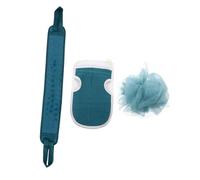 CIYODO Set d’accessoires exfoliants et bande de bain pour dos fibres végétales durables facile à suspendre kit pratique couleur cyan