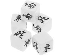 CIYODO Set de 5 Dés de Mahjong 22 MM en Acrylique Directions Cardinales Est Sud Ouest Nord Accessoires Portables pour Jeux de Société et Réunions Familiales