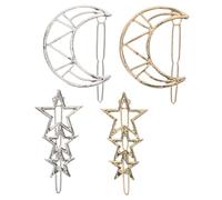 CIYODO Set de Barrettes Métal Géométriques Étoile et Lune Creuses Accessoires et Durables pour Femmes Style Élégant pour Quotidien et Fêtes