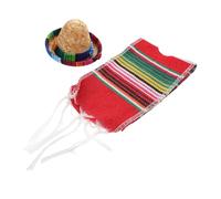 CIYODO Set de Décoration Bouteilles Mexicain avec Mini Chapeau et Écharpe Rayée Accessoires Festifs pour Fêtes et Festivals Style Traditionnel pour Ambiance Fiesta