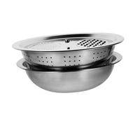 CIYODO Set de Râpe Multifonction Acier Inoxydable avec Bassine Égouttoir et Tamis pour Légumes Lavage Riz et Stable pour Cuisine et Pique