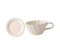 CIYODO Set de Tasses à Café Céramique Blanche avec Soucoupes Design Élégant et Base Antidérapante Pratique pour Usage Domestique et Goûter