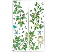 CIYODO Stickers Muraux Vert Fleurs et Oiseaux Autocollants Muraux DIY Vert Plantes Décoration Murale Chambre Salon PVC Autocollant Jungle