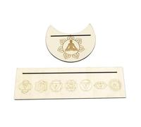 CIYODO Support en Bois Rectangulaire pour Cartes de Tarot, Porte-Cartes Décoratif de Lune, Accessoire Divination pour Autel, Présentoir Compact pour Cartes Voyance et Oracle Sorcière