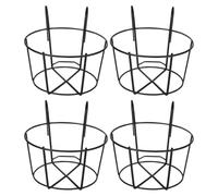 CIYODO Support Suspendu en Fer Noir Fixation Stable 4 Pièces Design Ventilé et Résistant et Finition Laquée Solide pour Jardinière Ronde pour Balcon et Jardin