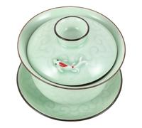 CIYODO Tasse à Thé Avec Couvercle En Céramique De Style Chinois, Motif Poisson, Taille Petite, Pour Infusion Thé Oolong Et Puerh, Coffret Pour Cérémonie Traditionnelle, Usage Maison Et Transport