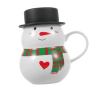 CIYODO Tasse Céramique Snowman avec Couvercle Mug Peint pour Boissons Chaudes Mug Original de Noël Pratique pour Café Thé Cadeau Festif Hiver