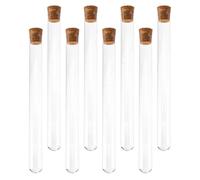 CIYODO Tube À Essai En Verre Transparent 20 Cm Avec Bouchon En Liège Éprouvette De Stockage Pour Liquides Et Échantillons Scientifiques Tubes À Essai En Verre Borosilicaté - 8 Pièces