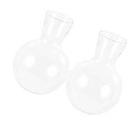 CIYODO Vase en Verre Borosilicate Trou, Lot De 2 pour Plantes D’intérieur, Jardinière Hydroponique Suspendue, Décoration Bureau Et Maison, Support en Bois Compatible