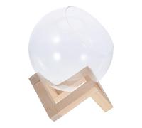 CIYODO Vase Verre Rond avec Support Bois Ouverture Inclinée pour Propagation Plantes Intérieur Jardinière Transparente Décorative pour Bureau et Maison