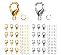 CIYOU Lot de 300 fermoirs pour bracelet, collier, bracelet, cheville, fabrication de bijoux (doré + argent)