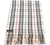 CJ Apparel Blanc Cassé Conception de tartan Népalais Glands Châle Secondes écharpe Wrap étole Jeter Tête Enveloppe Visage CouVerture Pashmina Nouveau
