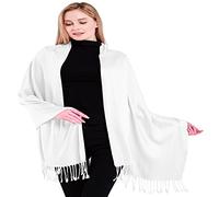 CJ Apparel Blanc Châle Népalais écharpe la CouVerture Conception de Couleur Unie Secondes