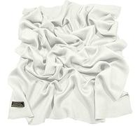 CJ Apparel Blanc Echarpe de Pashmina en Châle Népalaise Solide Couleur Unie Conception Wrap Étole