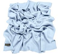 CJ Apparel Bleu Clair Echarpe de Pashmina en Châle Népalaise Solide Couleur Unie Conception Wrap Étole