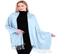 CJ Apparel Bleu Clair Solide Couleur Unie Conception Népalaise Châle écharpe étole Wrap Secondes