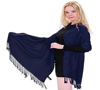 CJ Apparel Bleu Foncé Solide Couleur Unie Conception Népalaise Châle écharpe étole Wrap Châles Pashminas Nouvelle
